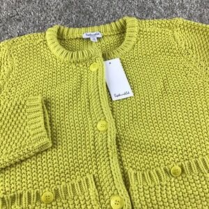Splendid Yellow Textured Knit‎ Button Front Cropped Cardigan Sweater Size XS NWT